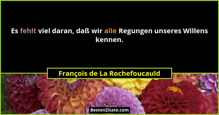 Es fehlt viel daran, daß wir alle Regungen unseres Willens kennen.... - François de La Rochefoucauld