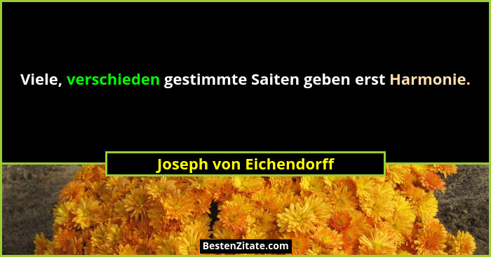 Viele, verschieden gestimmte Saiten geben erst Harmonie.... - Joseph von Eichendorff