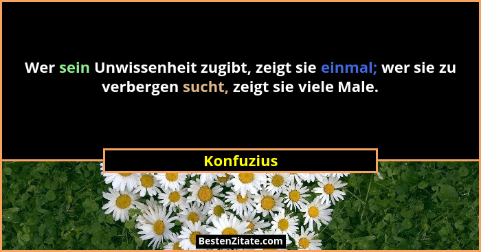 Wer sein Unwissenheit zugibt, zeigt sie einmal; wer sie zu verbergen sucht, zeigt sie viele Male.... - Konfuzius