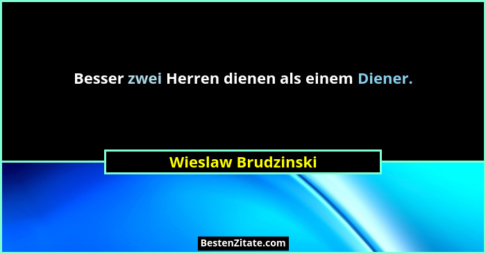 Besser zwei Herren dienen als einem Diener.... - Wieslaw Brudzinski