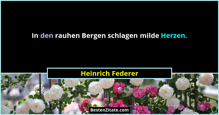 In den rauhen Bergen schlagen milde Herzen.... - Heinrich Federer