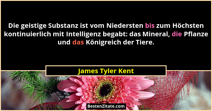 Die geistige Substanz ist vom Niedersten bis zum Höchsten kontinuierlich mit Intelligenz begabt: das Mineral, die Pflanze und das K... - James Tyler Kent