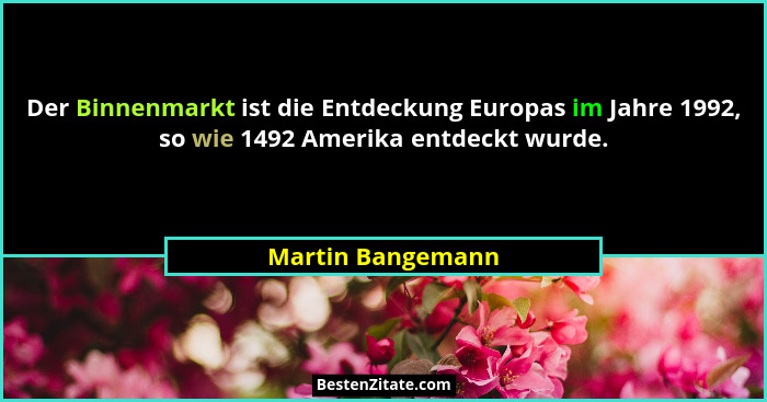 Der Binnenmarkt ist die Entdeckung Europas im Jahre 1992, so wie 1492 Amerika entdeckt wurde.... - Martin Bangemann