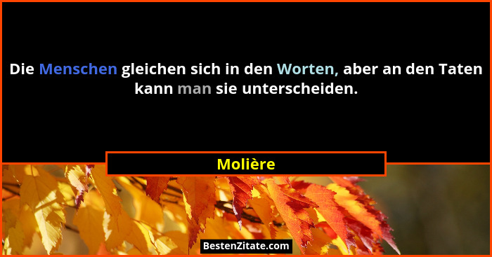Die Menschen gleichen sich in den Worten, aber an den Taten kann man sie unterscheiden.... - Molière