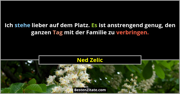 Ich stehe lieber auf dem Platz. Es ist anstrengend genug, den ganzen Tag mit der Familie zu verbringen.... - Ned Zelic