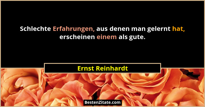 Schlechte Erfahrungen, aus denen man gelernt hat, erscheinen einem als gute.... - Ernst Reinhardt