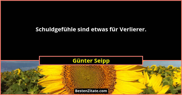 Schuldgefühle sind etwas für Verlierer.... - Günter Seipp