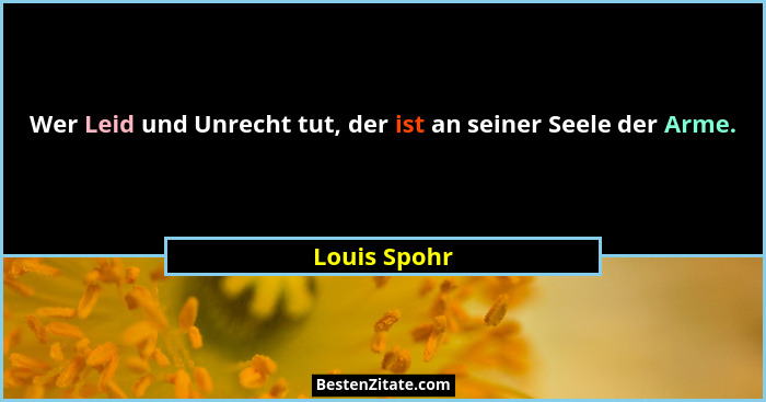 Wer Leid und Unrecht tut, der ist an seiner Seele der Arme.... - Louis Spohr
