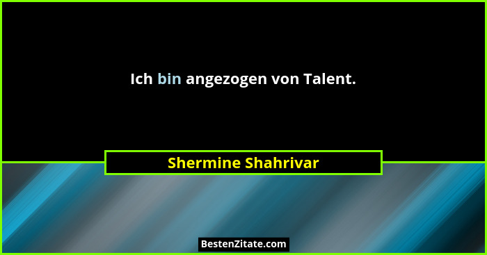 Ich bin angezogen von Talent.... - Shermine Shahrivar