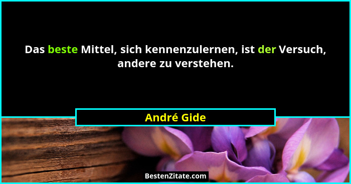 Das beste Mittel, sich kennenzulernen, ist der Versuch, andere zu verstehen.... - André Gide