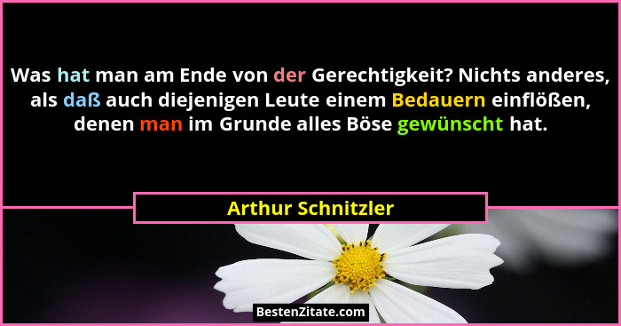 Was hat man am Ende von der Gerechtigkeit? Nichts anderes, als daß auch diejenigen Leute einem Bedauern einflößen, denen man im Gr... - Arthur Schnitzler