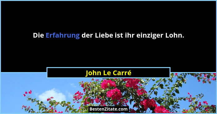 Die Erfahrung der Liebe ist ihr einziger Lohn.... - John Le Carré