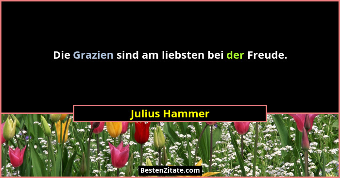 Die Grazien sind am liebsten bei der Freude.... - Julius Hammer