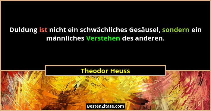Duldung ist nicht ein schwächliches Gesäusel, sondern ein männliches Verstehen des anderen.... - Theodor Heuss