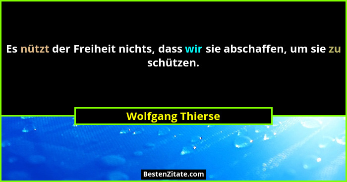 Es nützt der Freiheit nichts, dass wir sie abschaffen, um sie zu schützen.... - Wolfgang Thierse