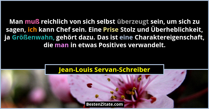 Man muß reichlich von sich selbst überzeugt sein, um sich zu sagen, ich kann Chef sein. Eine Prise Stolz und Überheblich... - Jean-Louis Servan-Schreiber