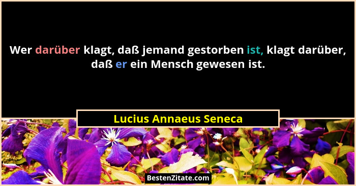 Wer darüber klagt, daß jemand gestorben ist, klagt darüber, daß er ein Mensch gewesen ist.... - Lucius Annaeus Seneca