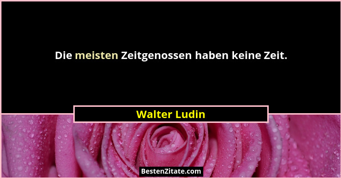 Die meisten Zeitgenossen haben keine Zeit.... - Walter Ludin