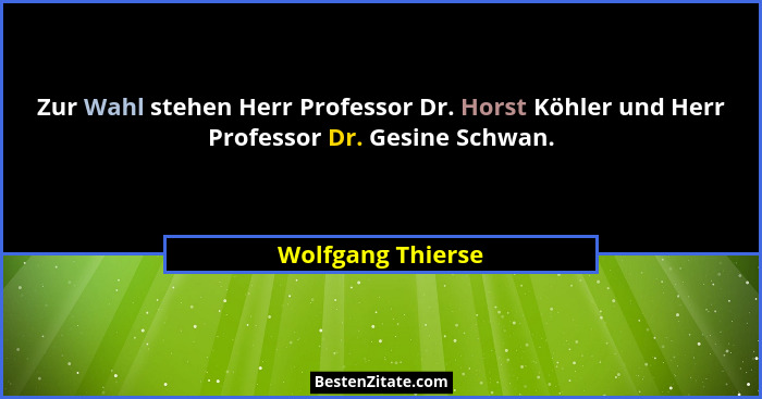 Zur Wahl stehen Herr Professor Dr. Horst Köhler und Herr Professor Dr. Gesine Schwan.... - Wolfgang Thierse