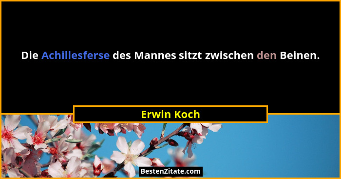 Die Achillesferse des Mannes sitzt zwischen den Beinen.... - Erwin Koch