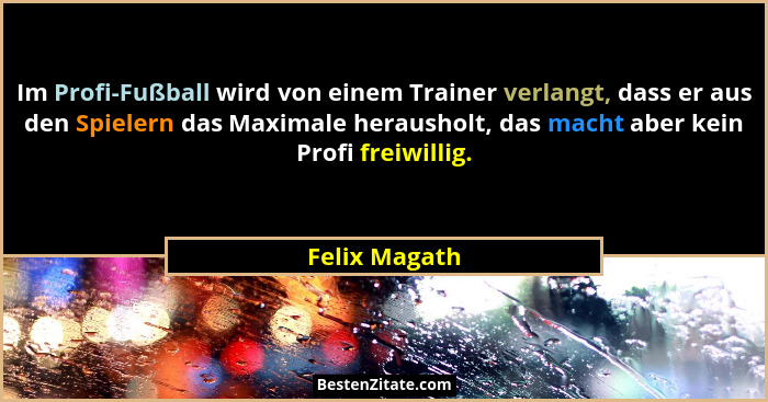 Im Profi-Fußball wird von einem Trainer verlangt, dass er aus den Spielern das Maximale herausholt, das macht aber kein Profi freiwilli... - Felix Magath