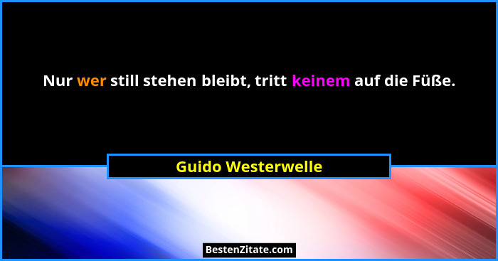 Nur wer still stehen bleibt, tritt keinem auf die Füße.... - Guido Westerwelle
