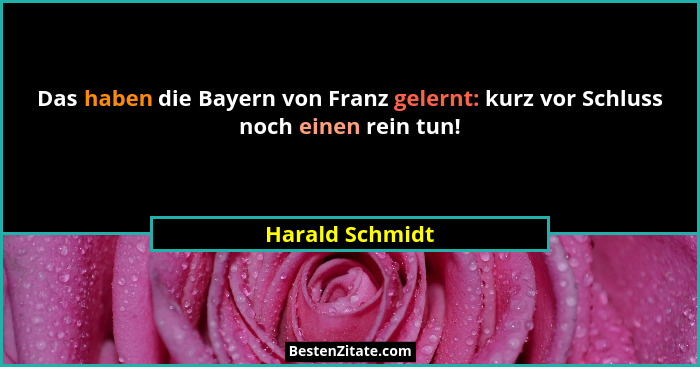 Das haben die Bayern von Franz gelernt: kurz vor Schluss noch einen rein tun!... - Harald Schmidt