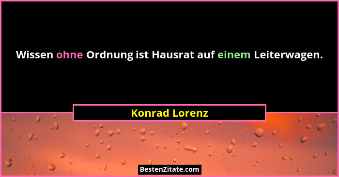 Wissen ohne Ordnung ist Hausrat auf einem Leiterwagen.... - Konrad Lorenz