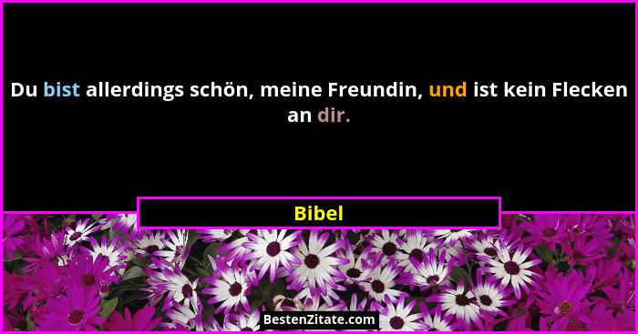 Du bist allerdings schön, meine Freundin, und ist kein Flecken an dir.... - Bibel