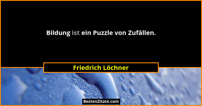 Bildung ist ein Puzzle von Zufällen.... - Friedrich Löchner