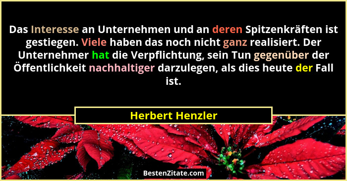Das Interesse an Unternehmen und an deren Spitzenkräften ist gestiegen. Viele haben das noch nicht ganz realisiert. Der Unternehmer... - Herbert Henzler