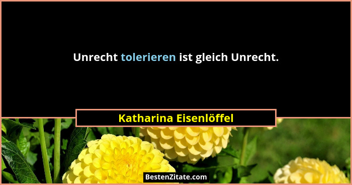 Unrecht tolerieren ist gleich Unrecht.... - Katharina Eisenlöffel
