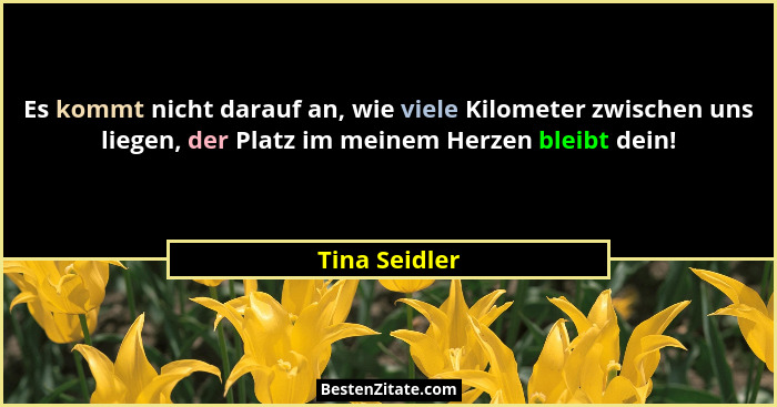 Es kommt nicht darauf an, wie viele Kilometer zwischen uns liegen, der Platz im meinem Herzen bleibt dein!... - Tina Seidler