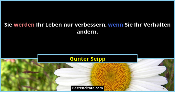 Sie werden Ihr Leben nur verbessern, wenn Sie Ihr Verhalten ändern.... - Günter Seipp