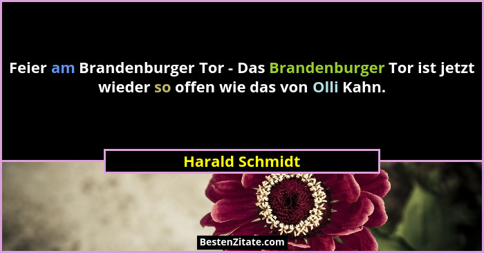 Feier am Brandenburger Tor - Das Brandenburger Tor ist jetzt wieder so offen wie das von Olli Kahn.... - Harald Schmidt