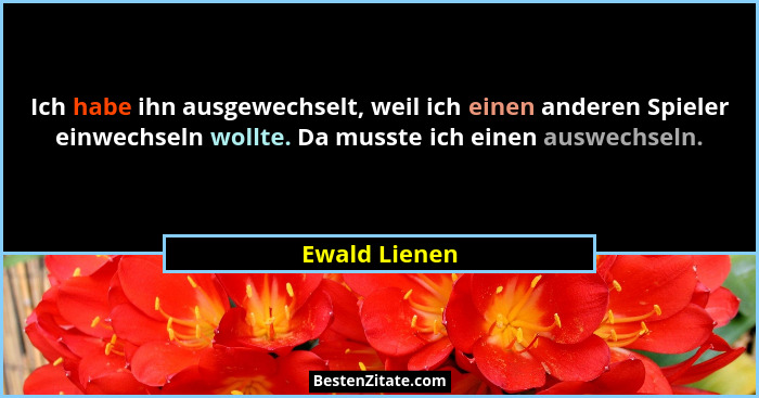 Ich habe ihn ausgewechselt, weil ich einen anderen Spieler einwechseln wollte. Da musste ich einen auswechseln.... - Ewald Lienen