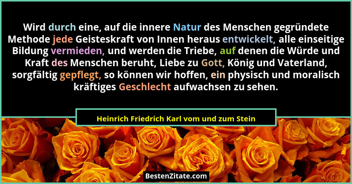 Wird durch eine, auf die innere Natur des Menschen gegründete Methode jede Geisteskraft von Innen heraus e... - Heinrich Friedrich Karl vom und zum Stein