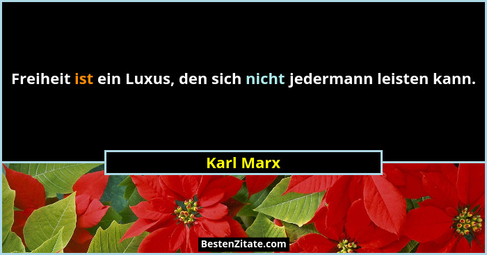 Freiheit ist ein Luxus, den sich nicht jedermann leisten kann.... - Karl Marx