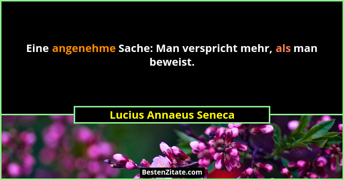 Eine angenehme Sache: Man verspricht mehr, als man beweist.... - Lucius Annaeus Seneca