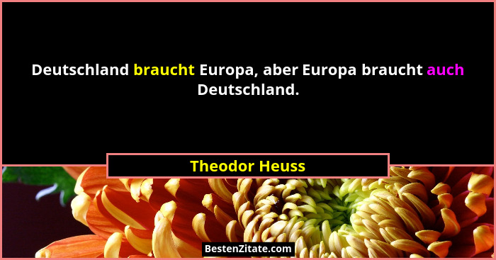 Deutschland braucht Europa, aber Europa braucht auch Deutschland.... - Theodor Heuss