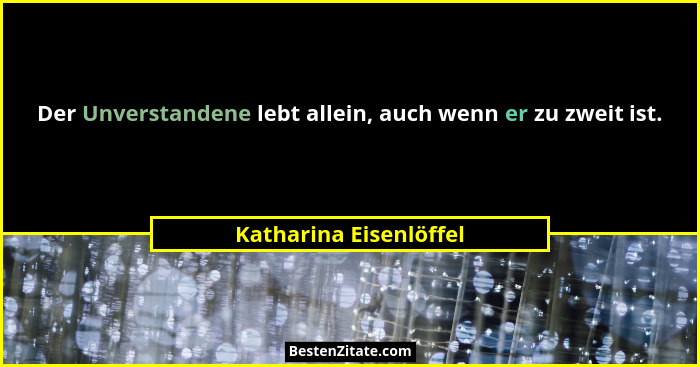 Der Unverstandene lebt allein, auch wenn er zu zweit ist.... - Katharina Eisenlöffel