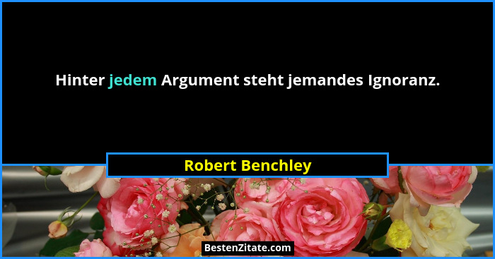 Hinter jedem Argument steht jemandes Ignoranz.... - Robert Benchley