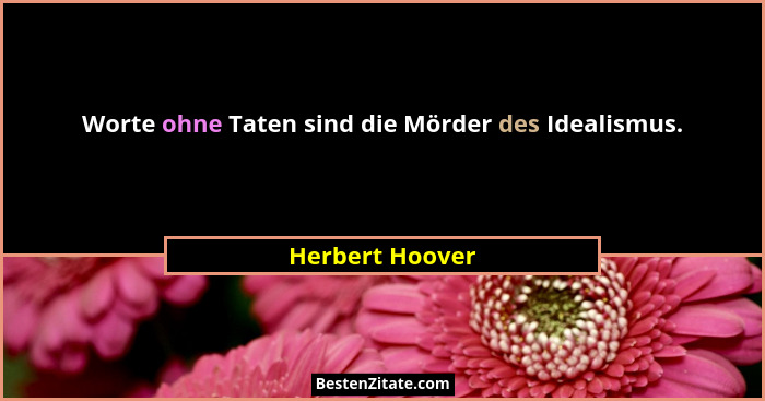 Worte ohne Taten sind die Mörder des Idealismus.... - Herbert Hoover