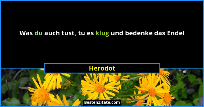 Was du auch tust, tu es klug und bedenke das Ende!... - Herodot
