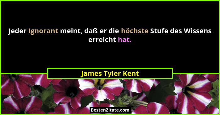 Jeder Ignorant meint, daß er die höchste Stufe des Wissens erreicht hat.... - James Tyler Kent