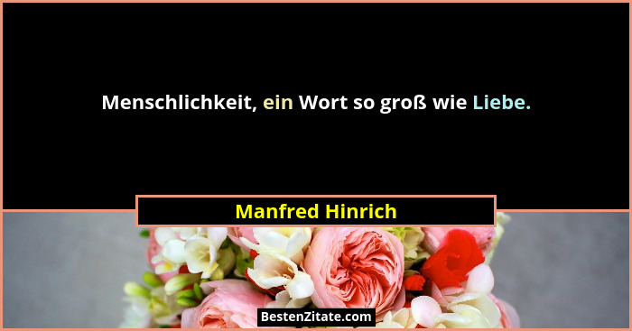 Menschlichkeit, ein Wort so groß wie Liebe.... - Manfred Hinrich