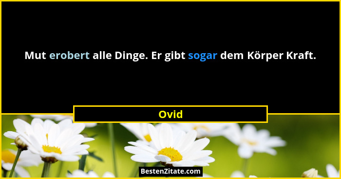 Mut erobert alle Dinge. Er gibt sogar dem Körper Kraft.... - Ovid