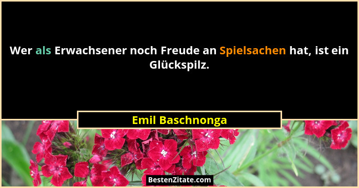 Wer als Erwachsener noch Freude an Spielsachen hat, ist ein Glückspilz.... - Emil Baschnonga