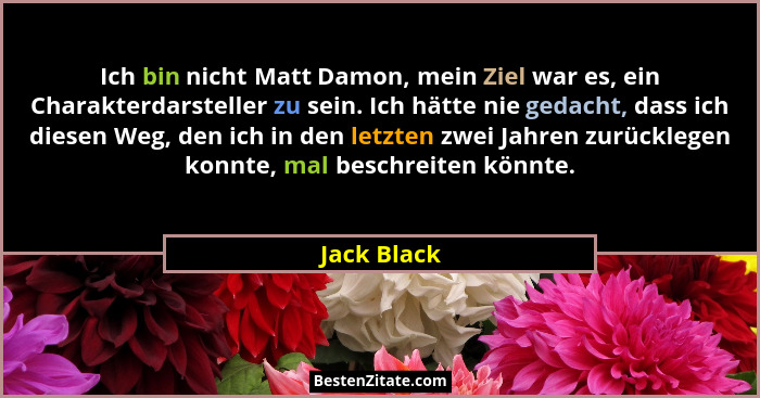Ich bin nicht Matt Damon, mein Ziel war es, ein Charakterdarsteller zu sein. Ich hätte nie gedacht, dass ich diesen Weg, den ich in den l... - Jack Black