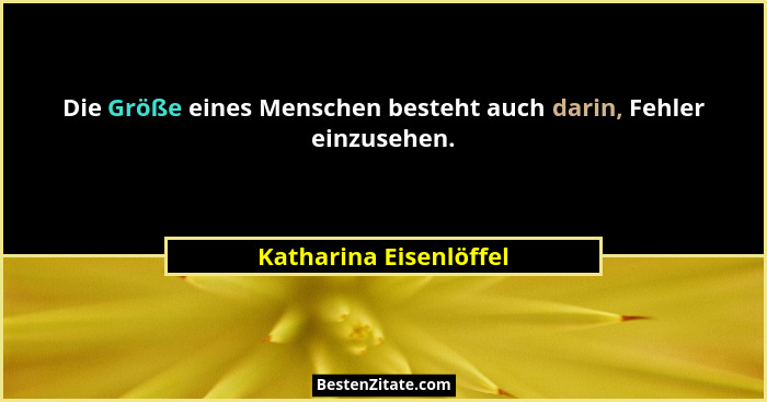 Die Größe eines Menschen besteht auch darin, Fehler einzusehen.... - Katharina Eisenlöffel